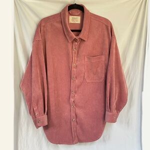 ASHLEY by 26 International Pink Oversized Corduroy Button Down
